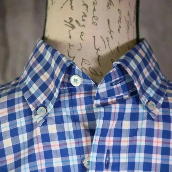 Southern Tide Classic Fit Size S Blue checked long sleeved button down shirt - Picture 6 of 10